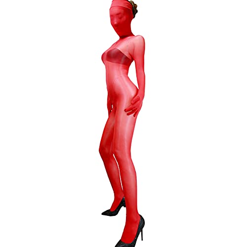 BESYFAY Herren Damen Öl Glänzend Nylon Bodystocking mit Handschuhen Transparent Body Overall GanzköRper Strumpfhose von BESYFAY