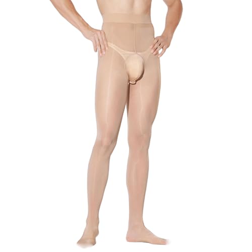 BESYFAY Herren Hoch Elastische 8 Den Öl Glänzend Nylon Strumpfhosen mit 5 Zehen Seidenstrümpfe mit Penishülle von BESYFAY