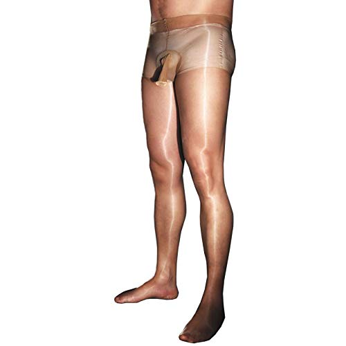 BESYFAY Herren Sexy Öl Glänzend Strumpfhosen 1 Den Transparent Ultradünnes Seidenglatt Feinstrumpfhose mit Penishülle von BESYFAY