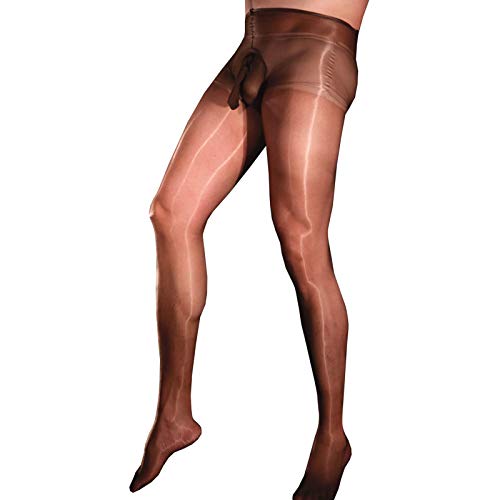 BESYFAY Herren Sexy Öl Glänzend Strumpfhosen 1 Den Transparent Ultradünnes Seidenglatt Feinstrumpfhose mit Penishülle von BESYFAY