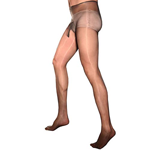 BESYFAY Herren Sexy Öl Glänzend Strumpfhosen 1 Den Transparent Ultradünnes Seidenglatt Feinstrumpfhose mit Penishülle von BESYFAY