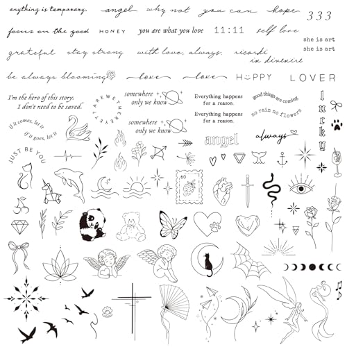 BETESSIN 3 Bögen Temporäre Tattoos 2 Wochen - Fake Tattoo mit 100+ Motiven - Klebetattoos für Erwachsene - Wasserfeste zum Aufkleben - für Frauen und Mädchen von BETESSIN