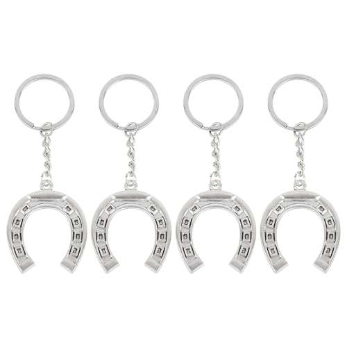 BETESSIN 4pcs Schlüsselanhänger Glückbringer Hufeisen Anhänger Silvester Geschenk Schlüsselband Taschen Rucksack Anhänger Neujahr Weihnachten Geschenke Schlüsselring Silber Adventskalender Füllung von BETESSIN