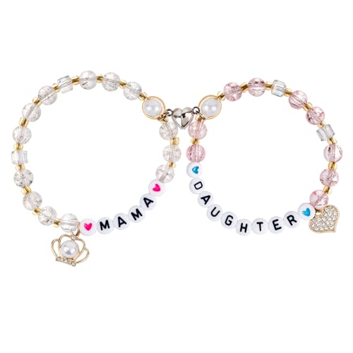 BETESSIN Ein Paar Mutter Tochter Armband Passende Kristalle Armbänder Mama Geschenk Herzen Matching Armbänder mit Grußkarte und Aufbewahrungsbox für Muttertag Geburtstag Thanksgiving Geschenke von BETESSIN