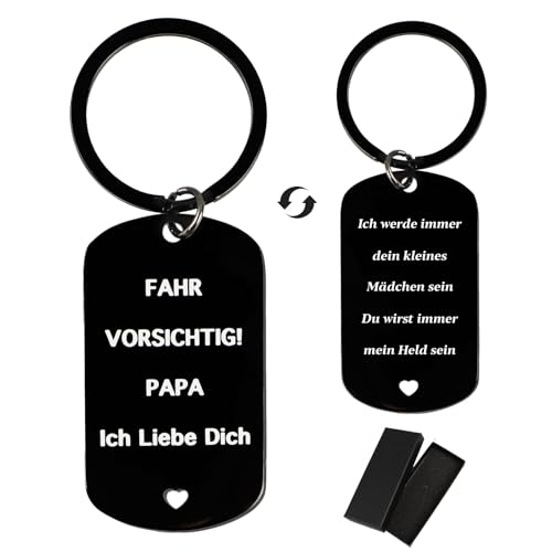 BETESSIN Geschenke für Papa von Tochter - FAHR VORSICHTIG! PAPA - Metall Schlüsselanhänger mit Hüllen - Vater Tochter Geschenk zum Geburtstag - Vatertagsgeschenk & Geburtstagsgeschenk für Papa von BETESSIN