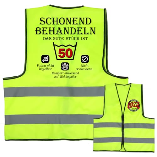 BETESSIN Lustige Geschenke für Männer 50. Geburtstag Frauen - Schonend Behandeln - Weste mit Pflegehinweis - Geburtstagsgeschenk für Frauen 50 - Geschenk zum 50 Geburtstag Mann von BETESSIN