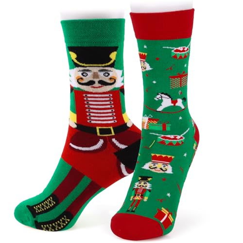 BETESSIN Lustige Socken Unisex 36-43 - Weihnachtssocken mit Nussknacker Soldat Motiv - Adventskalender Socken aus Baumwolle - Weihnachts Geschenkidee für Kinder, Frauen und Männer von BETESSIN