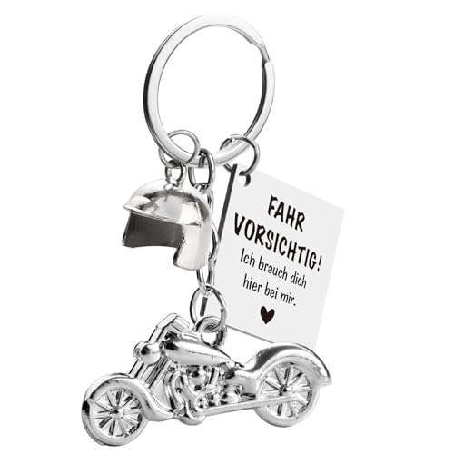BETESSIN Schlüsselanhänger Motorrad Auto Glücksbringer Anhänger mit Gravur Fahr Vorsichtig Ich Brauch Dich Hier bei Mir Drive Safe Schlüsselband Führerschein Bestanden Geschenk für Männer Frauen von BETESSIN