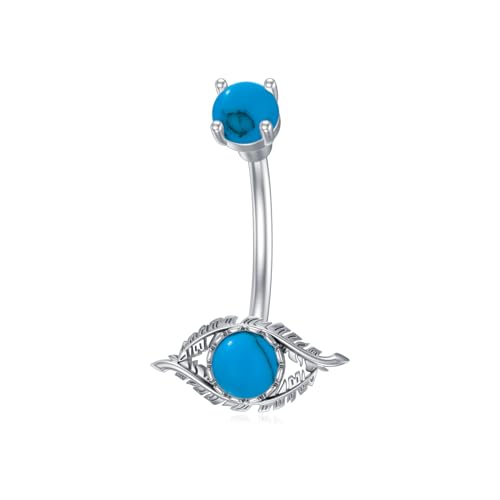 BETHZA Bauchnabelring mit bösem Blick, 925er-Sterlingsilber, echter Türkis, Nabelpiercing, Nagelschmuck, Geschenk für Frauen und Mädchen BETHZA Bauchnabelring mit bösem Blick, 925er-Sterlingsilber, echter Türkis, Nabelpiercing, Nagelschmuck, Geschenk für Frauen und Mädchen von BETHZA