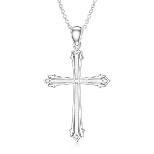 BETHZA Kreuz Halskette Damen mit Diamant 925 Sterling Silber Kreuz Anhänger Halskette Fashion Schmuck Geschenke für Frauen von BETHZA