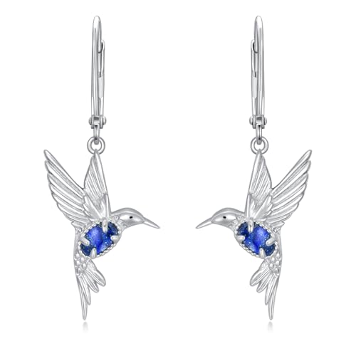 BETHZA Kolibri-Ohrringe 925er Sterlingsilber echter Lapislazuli Kolibris baumelnde Ohrringe Tierschmuck Geschenke für Frauen von BETHZA