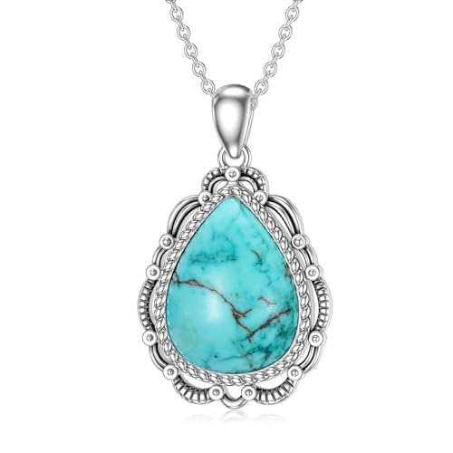 BETHZA Natürliche Türkis-Halskette, 925er-Sterlingsilber, echter Edelstein, Türkis, böhmischer Western-Anhänger, Schmuck, Geschenke für Frauen BETHZA Natürliche Türkis-Halskette, 925er-Sterlingsilber, echter Edelstein, Türkis, böhmischer Western-Anhänger, Schmuck, Geschenke für Frauen von BETHZA