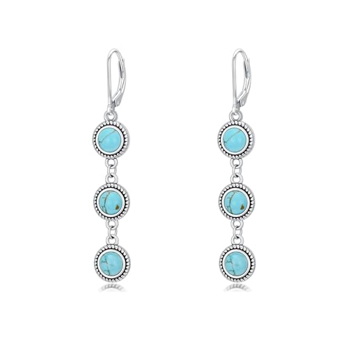 BETHZA Natürliche Türkis-Ohrringe 925er Sterlingsilber Türkis-Edelstein baumelnde Ohrringe südwestlicher Schmuck Geschenk für Frauen von BETHZA