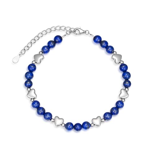 BETHZA Natürliches Lapislazuli-Armband für Damen blaue Lapislazuli-Glieder verstellbare Armbänder Boho-Schmuck Geschenk für die Ehefrau von BETHZA