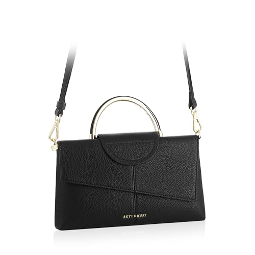 BETLEWSKI - Clutch - Kleine Tasche - Reese - Kunstleder - Elegante Tasche - Handgriff - Farbe schwarz - 28,5 x 16 x 3,5 cm von BETLEWSKI