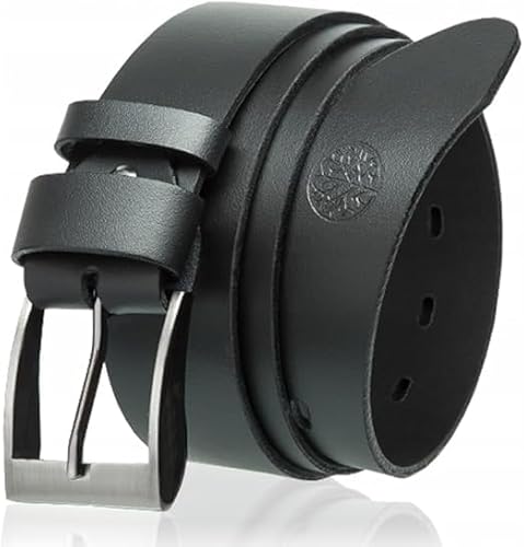 BETLEWSKI - Gürtel Herren Ledergürtel Herren - Herren-Gürtel aus natürlichem Rindsleder mit Kürzungsmöglichkeit - Gurtel echt Leder mit Zertifikat - Breite 3,9 cm - Schwarz (85 cm) von BETLEWSKI
