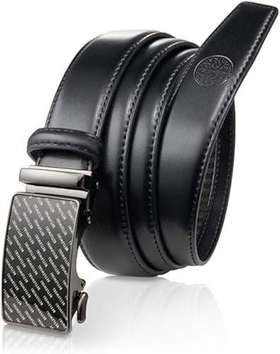 BETLEWSKI - Gürtel Ledergürtel - Gürtel aus natürlichem Rindsleder mit Kürzungsmöglichkeit - Gurtel echt Leder mit Zertifikat - Länge 135 cm - Schwarz von BETLEWSKI