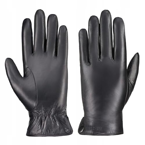 BETLEWSKI - Herren Handschuhe aus Schafsleder gefüttert - Warme Winter Lederhandschuhe für Männer in Schwarz mit Futter - klassische Winterhandschuhe mit weichem Innenfutter - Modell James - XL von BETLEWSKI