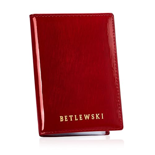 BETLEWSKI Kartenetui - Dokumentenetui Royal - echtes Leder - Unisex - für Damen - für Herren - elegant (Rot) von BETLEWSKI