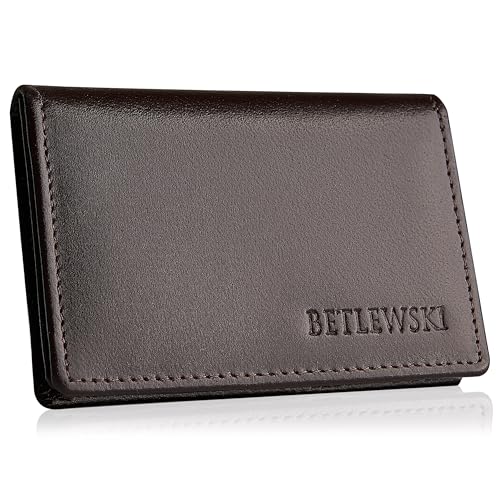 BETLEWSKI - Kreditkartenetui mit Münzfach & RFID-Schutz - Geldbeutel für Herren klein - kleines Portemonnaie Herren - Wallet mit Münzfach - Smart Wallet für Karten & Münzen (BESA-BF-15, Braun) von BETLEWSKI