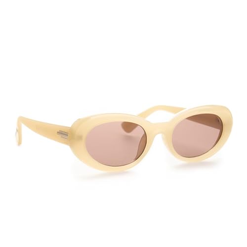 BETLEWSKI Ovale Sonnenbrille Damen – Retro Stil Soleo – Polycarbonat/Acryl – 3 Farben – Modisch & Stylisch (Cremig, Brown Solid) von BETLEWSKI