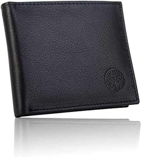 Betlewski® Herren Leder Geldbörse OPTIMAL aus echtem Ziegenleder | RFID Secure Schutz | Geschenk für Ihn | Farbe: schwarz, sc schwarz, 9,5x11x1,8 von BETLEWSKI