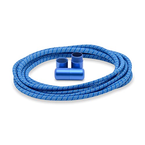 BETTER THREE Laces elastische Gummi-Schnürsenkel rund mit Aluminium Dreh-Verschluss Schnürsenkel ohne Binden! Auch für Kinder geeignet! 100 cm lang 3 mm Blau Weiß von BETTER THREE