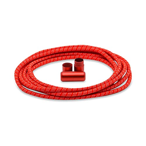 BETTER THREE Laces elastische Gummi-Schnürsenkel rund mit Aluminium Dreh Verschluss Schnürsenkel ohne Binden! Auch für Kinder geeignet! 100 cm lang 3 mm Rot Weiß von BETTER THREE