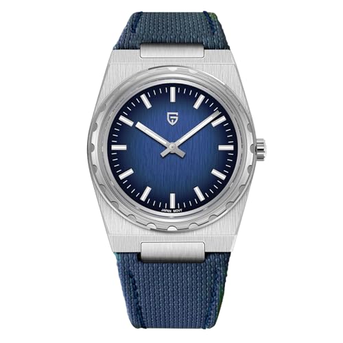 Pagani Design Herren Uhr 7MM Ultradünnes Edelstahl Gehäuse 100m Wasserdicht mit Saphirglas Japanisches Quarzwerk Minimalistisches Design 37mm Elegante Armbanduhr Herren (Leder Blau) von BETTIMER
