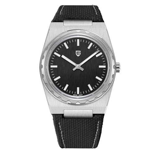 Pagani Design Herren Uhr 7MM Ultradünnes Edelstahl Gehäuse 100m Wasserdicht mit Saphirglas Japanisches Quarzwerk Minimalistisches Design 37mm Elegante Armbanduhr Herren (Leder Schwarz) von BETTIMER