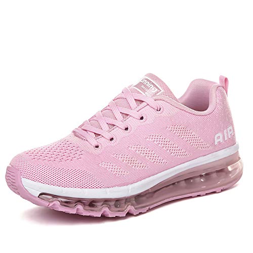 frysen Herren Damen Sportschuhe Laufschuhe mit Luftpolster Turnschuhe Profilsohle Sneakers Leichte Schuhe Pink 34 von frysen