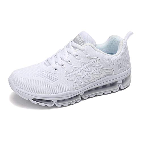 frysen Herren Damen Sportschuhe Laufschuhe mit Luftpolster Turnschuhe Profilsohle Sneakers Leichte Schuhe 1643 White 44 von frysen