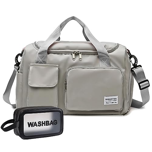 Kleine Sporttasche für Damen, Reisetasche, Handgepäck, Wochenendtasche mit Schuhfach, 29#All Grey, Turnbeutel und Kulturbeutel von BEULPTN