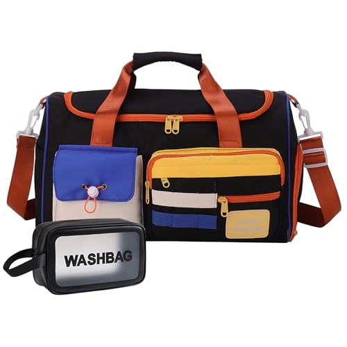 Kleine Sporttasche für Damen, Reisetasche, Handgepäck, Wochenendtasche mit Schuhfach, Z11#black, Turnbeutel und Kulturbeutel von BEULPTN