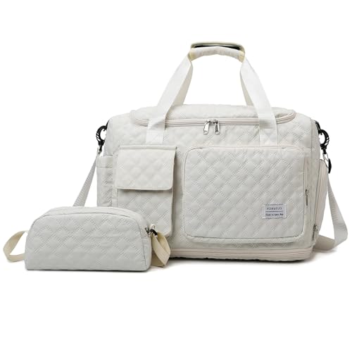 BEULPTN Kleine Sporttasche für Damen, Reisetasche mit Schuhfach, B3#Beige, Weekender Tasche&Kulturbeutel von BEULPTN