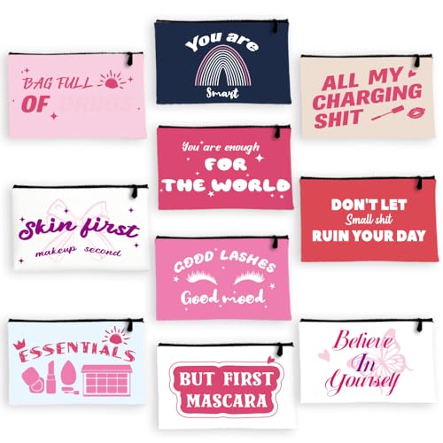 BEUNITONE Make-up-Tasche aus Segeltuch für Damen, Polychrome, Lustiger Text von BEUNITONE