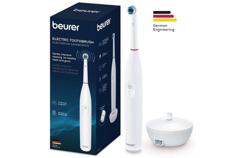 BEURER Elektrische Zahnbürste TB 30, Elektrische Zahnbürste zur Plaque-Entfernung mit Timer, Aufsteckbürsten: 1 St., 2 Reinigungsprogramme und 2-Minuten-Timer, effektive Plaque-Entfernung von BEURER