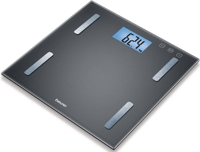 BEURER Körper-Analyse-Waage BF 180 zur Ermittlung der Körperwerte, Tragkraft mit 180 kg, Elektroden aus gebürstetem Edelstahl von BEURER