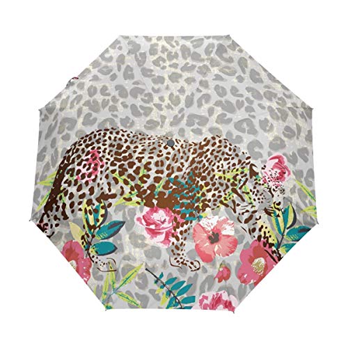 Art Panther Regenschirm Auf-Zu Automatik Taschenschirm Winddichter Umbrella Klein Leicht Schirm Kompakt Schirme für Jungen Mädchen Reise Strand Frauen von BEUSS