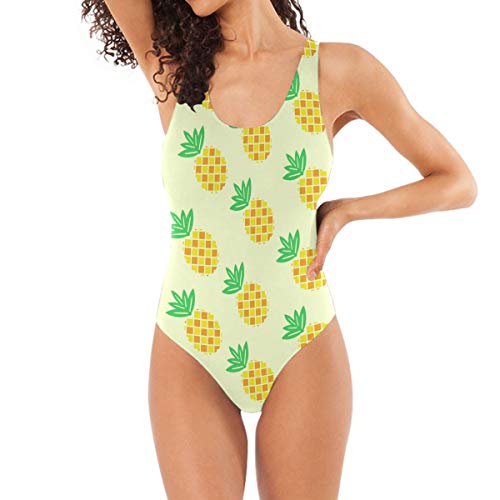 BEUSS Gelbe Ananas Art Badeanzug Damen Badeanzüge Einteilier Bademode Sportlich Schwimmanzug Monokini für Mädchen von BEUSS