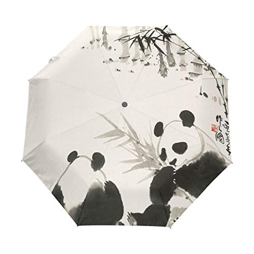 Chinesischer Panda Regenschirm Auf-Zu Automatik UV-Schutz Taschenschirm Winddichter Umbrella Klein Leicht Schirm Kompakt Schirme für Jungen Mädchen Reise Strand Frauen von BEUSS