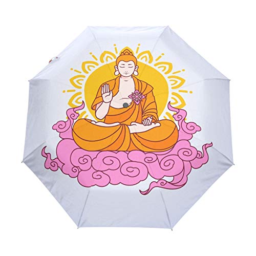Colud Sonnenbuddha Regenschirm Auf-Zu Automatik Taschenschirm Winddichter Umbrella Klein Leicht Schirm Kompakt Schirme für Jungen Mädchen Reise Strand Frauen von BEUSS