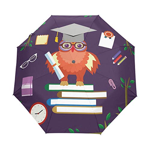 Dr. Süße Eule Vogel Regenschirm Auf-Zu Automatik UV-Schutz Taschenschirm Winddichter Umbrella Klein Leicht Schirm Kompakt Schirme für Jungen Mädchen Reise Strand Frauen von BEUSS