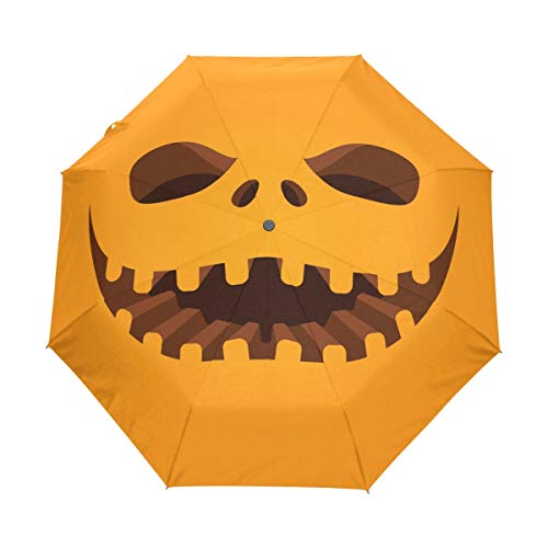 Halloween Kürbis Geist Regenschirm Auf-Zu Automatik Taschenschirm Winddichter Umbrella Klein Leicht Schirm Kompakt Schirme für Jungen Mädchen Reise Strand Frauen von BEUSS