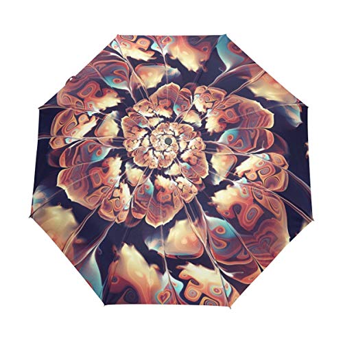 Kunst Blume Regenschirm Auf-Zu Automatik Taschenschirm Winddichter Umbrella Klein Leicht Schirm Kompakt Schirme für Jungen Mädchen Reise Strand Frauen von BEUSS