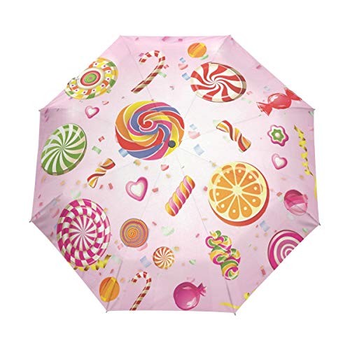 Lolly Pink Regenschirm Auf-Zu Automatik Taschenschirm Winddichter Umbrella Klein Leicht Schirm Kompakt Schirme für Jungen Mädchen Reise Strand Frauen von BEUSS