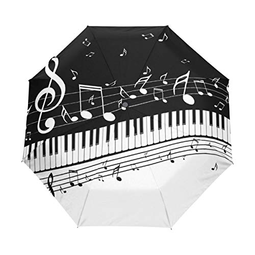 Musik Klavier Kunst Regenschirm Auf-Zu Automatik Taschenschirm Winddichter Umbrella Klein Leicht Schirm Kompakt Schirme für Jungen Mädchen Reise Strand Frauen von BEUSS