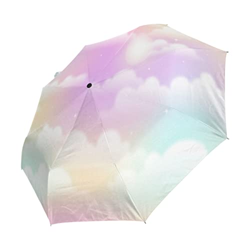 Wolkenkunst Bunter Himmel Regenschirm Auf-Zu Automatik UV-Schutz Taschenschirm Winddichter Umbrella Klein Leicht Schirm Kompakt Schirme für Jungen Mädchen Reise Strand Frauen von BEUSS