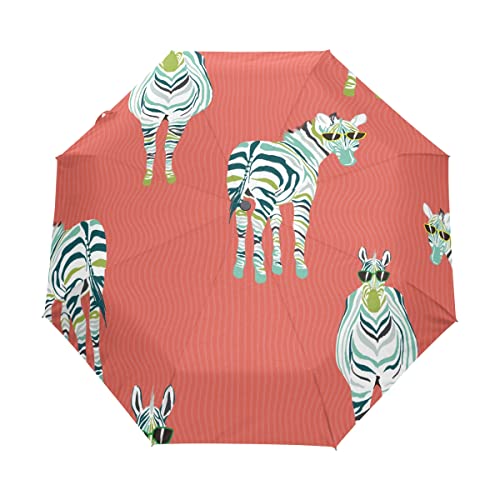 Zebra Tier Coole Karikatur Regenschirm Auf-Zu Automatik Taschenschirm Winddichter Umbrella Klein Leicht Schirm Kompakt Schirme für Jungen Mädchen Reise Strand Frauen von BEUSS