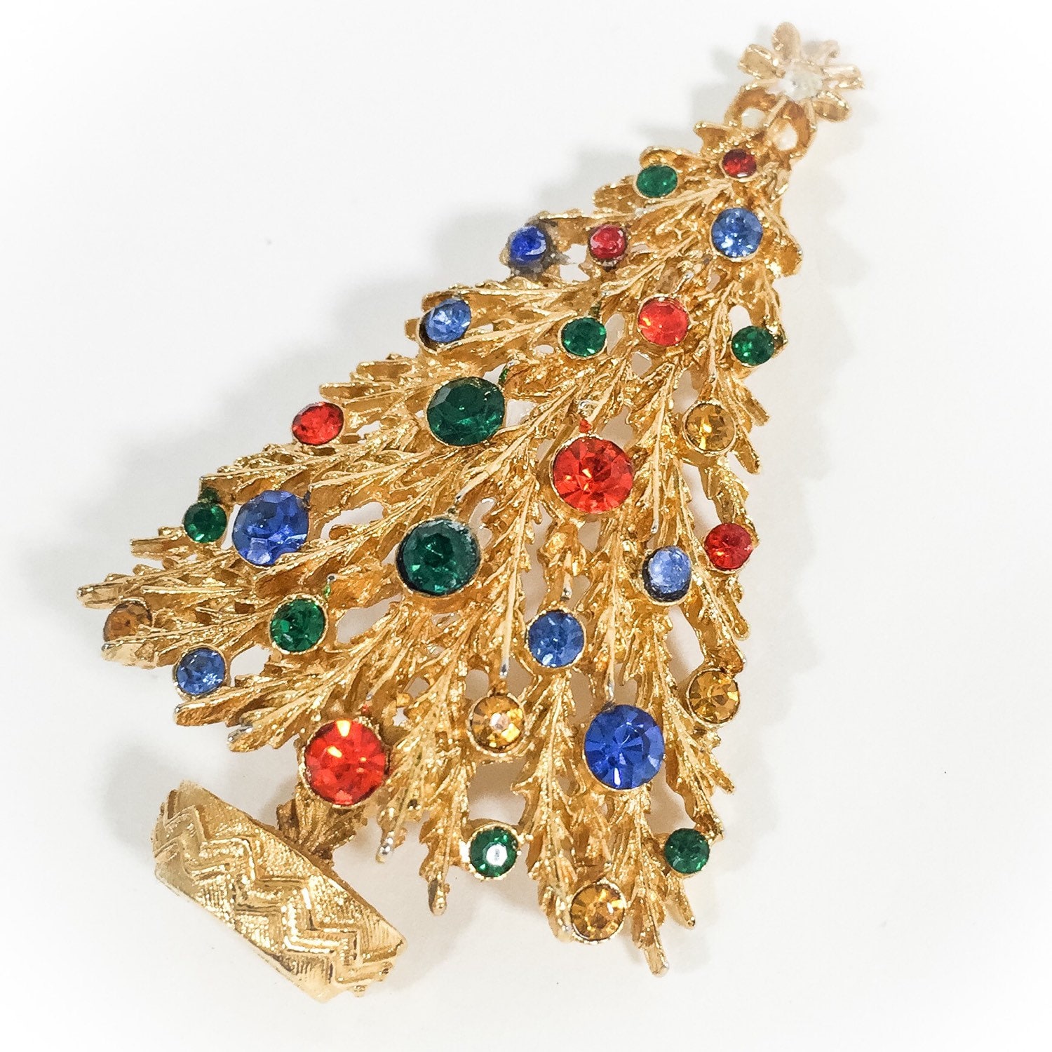 Vintage Art Mode Weihnachtsbaum Brosche/Pin, Signiert Art. Gold Rubin Saphir Smaragd & Topas Strasssteine Vintage Art Mode Weihnachtsbaum Brosche/Pin, Signiert Art. Gold Rubin Saphir Smaragd & Topas Strasssteine von BEXLEYDRIVEVINTAGE